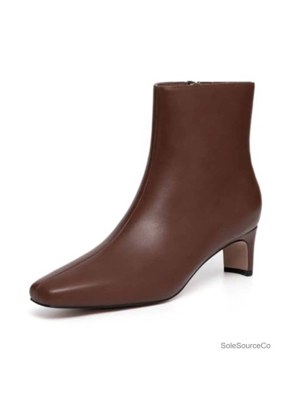 Square Toe Chunky Heel Ankle Boots Faux Leather Low Heel Booties for Women